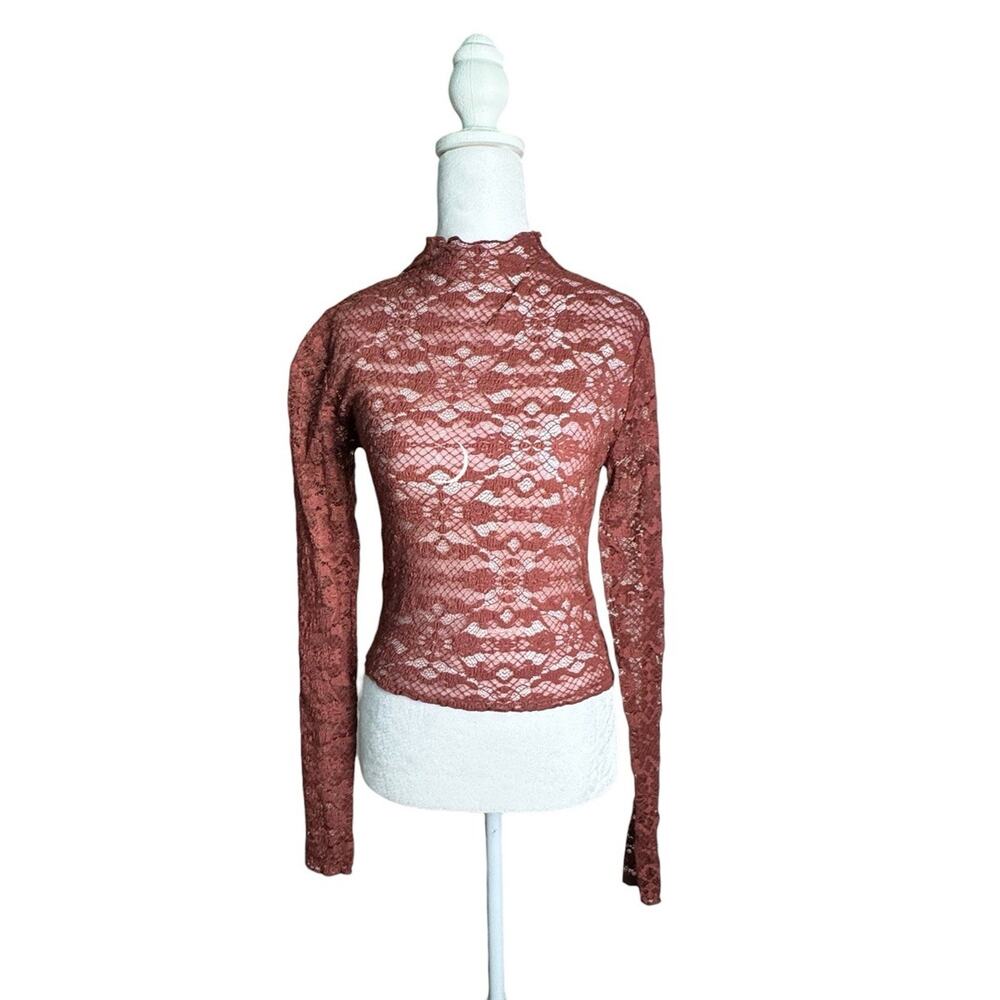 Sheer Lace Mock Neck Womens Fairy Grunge Top Forever 21 Indie Sleaze Y2K Medium